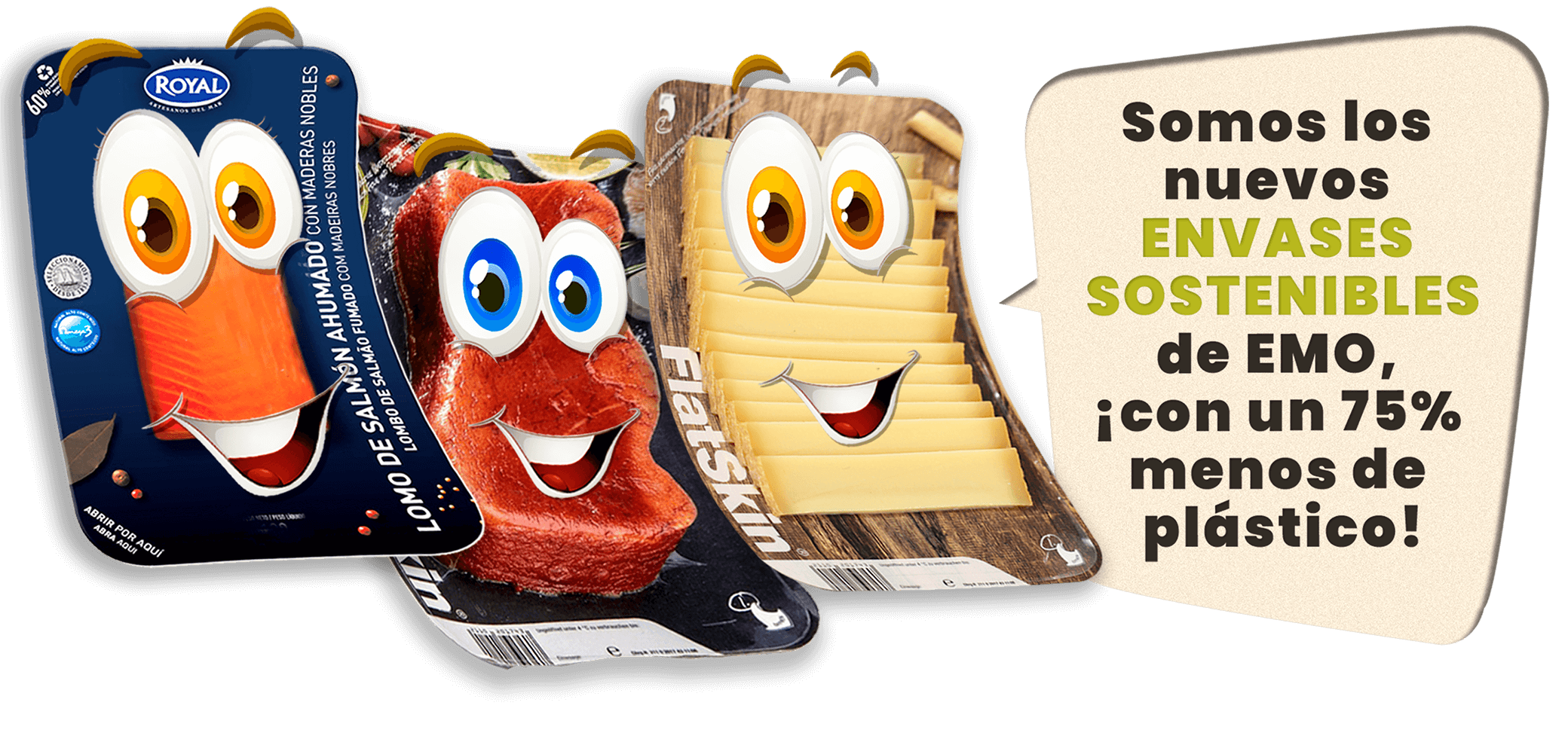 Somos los nuevos ENVASES SOSTENIBLES de EMO, ¡con un 75% menos de plástico!